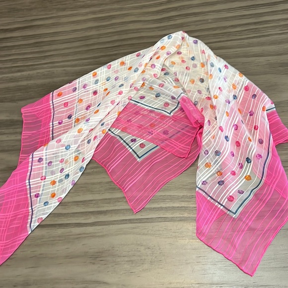 90’S BILL BLASS SILK SCARF PINK PURPLE VINTAGE - Picture 9 of 10